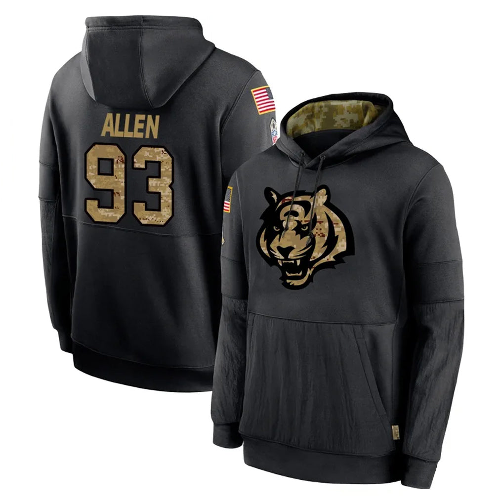 Seanshop C.Bengals #93 Jonathan Allen Player Black Salute to Service Pullover Hoodies Limited Stitched Jerseys