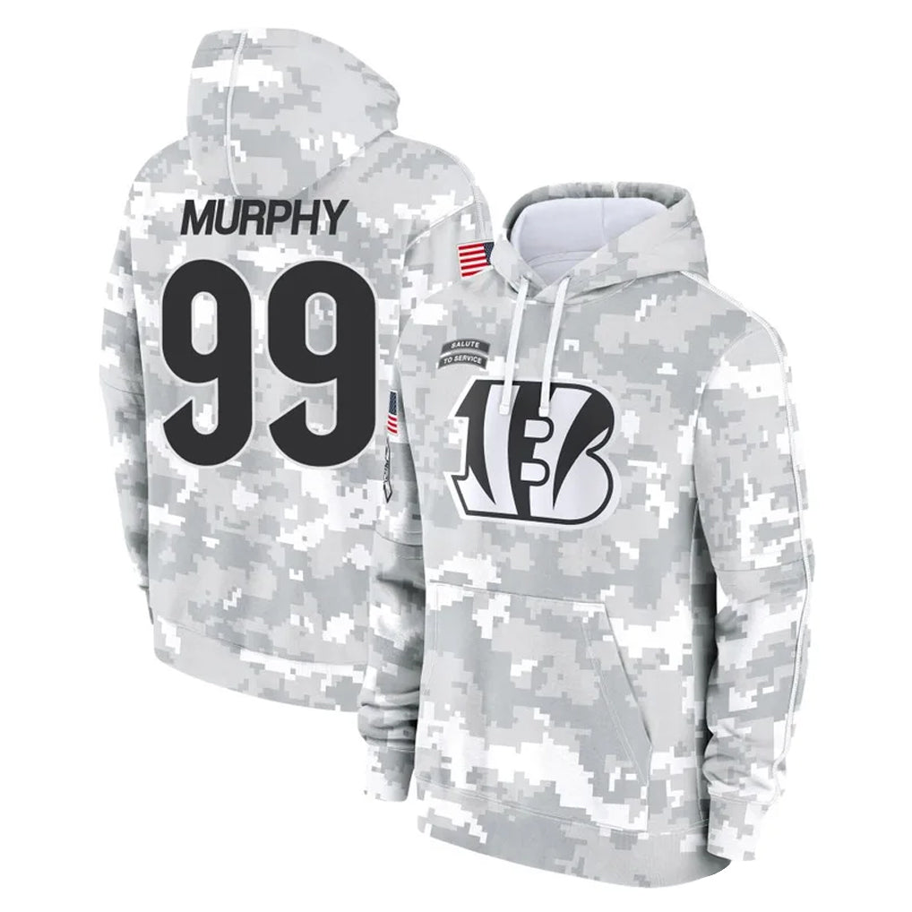 Seanshop C.Bengals #99 Myles Murphy Player Arctic Camo Salute to Service Pullover Hoodie Limited Stitched Jerseys