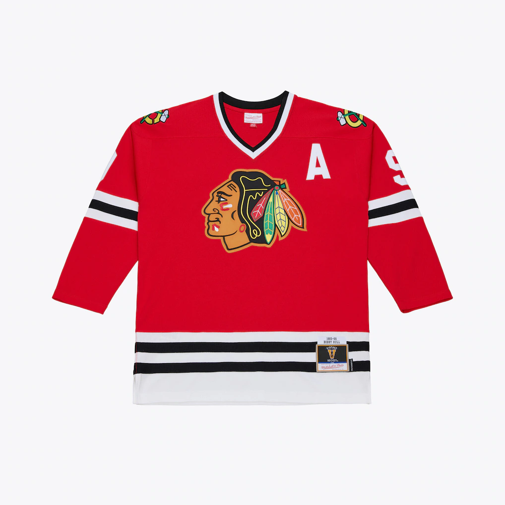 Seanshop C.Blackhawks Bobby Hull Mitchell & Ness Red 1966 Power Play Jerseys