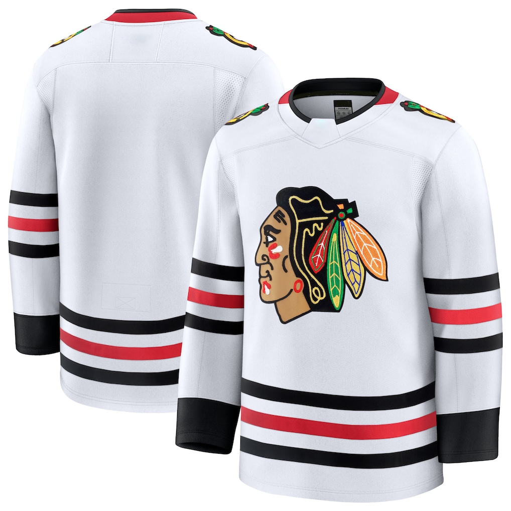Seanshop C.Blackhawks White Away Premium Jerseys