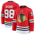 Seanshop C.Blackhawks #98 Connor Bedard Red Centennial Premium Player Jerseys