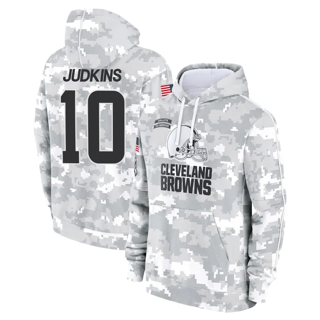 Seanshop C.Browns #10 Quinshon Judkins Player Arctic Camo Salute to Service Hoodies Limited Game Stitched Jerseys