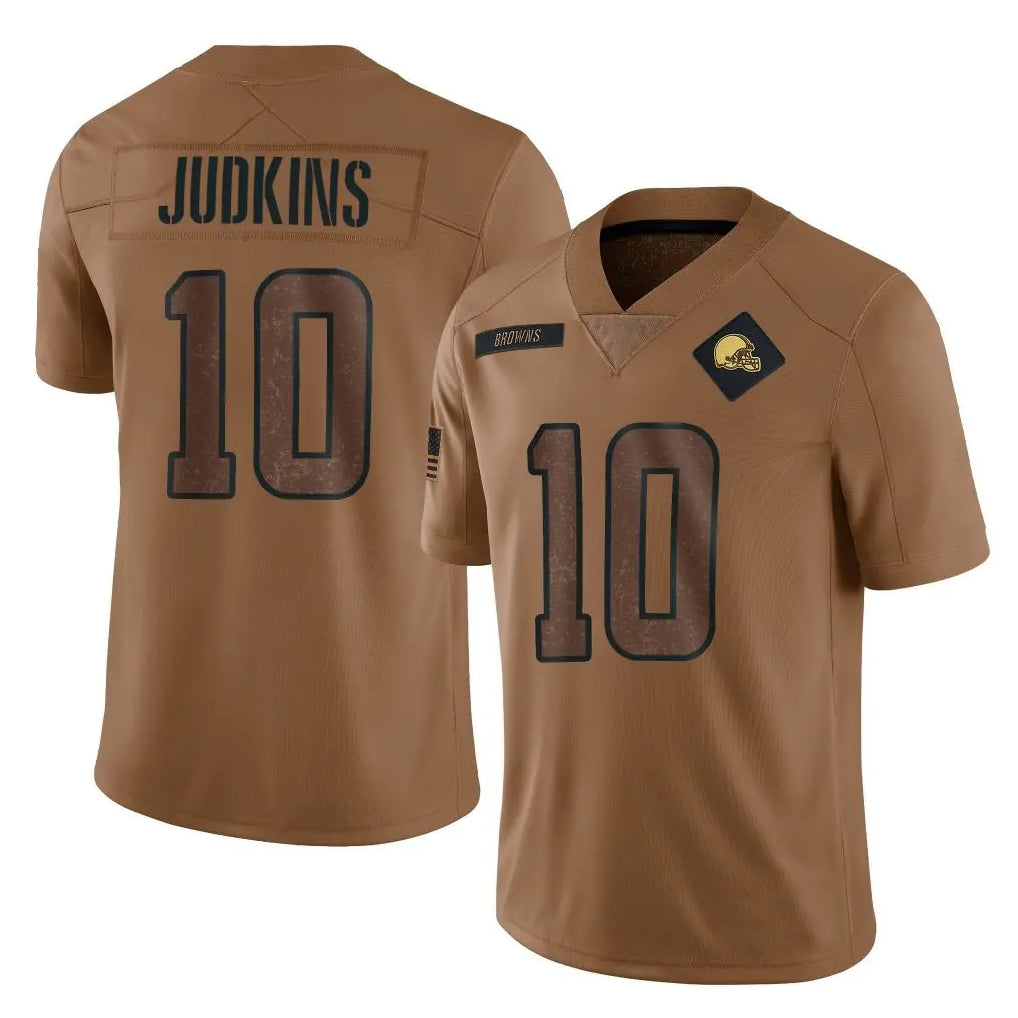 Seanshop C.Browns #10 Quinshon Judkins Player Brown Salute to Service Limited Home Game Stitched Jerseys