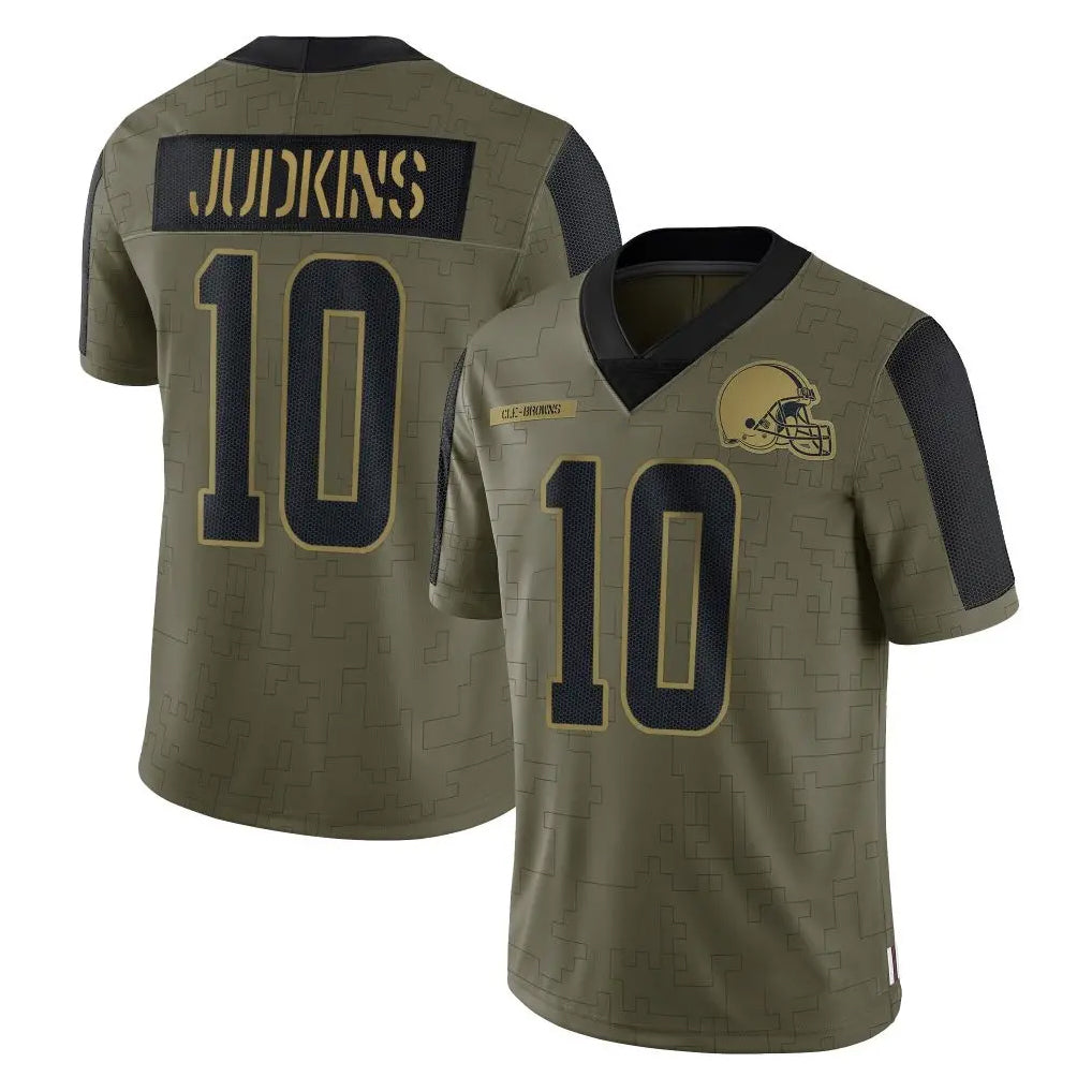 Seanshop C.Browns #10 Quinshon Judkins Player Olive Salute to Service Limited Home Game Stitched Jerseys