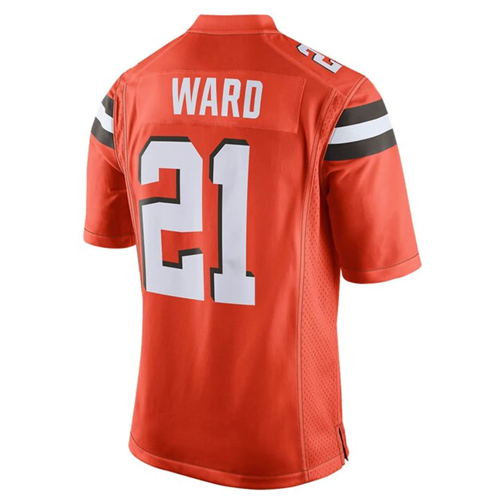 Seanshop C.Browns #21 Denzel Ward Player Orange Vapor Limited Home Game Stitched Jerseys