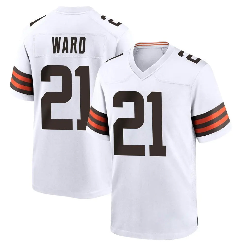 Seanshop C.Browns #21 Denzel Ward Player White Home Game Stitched Jerseys