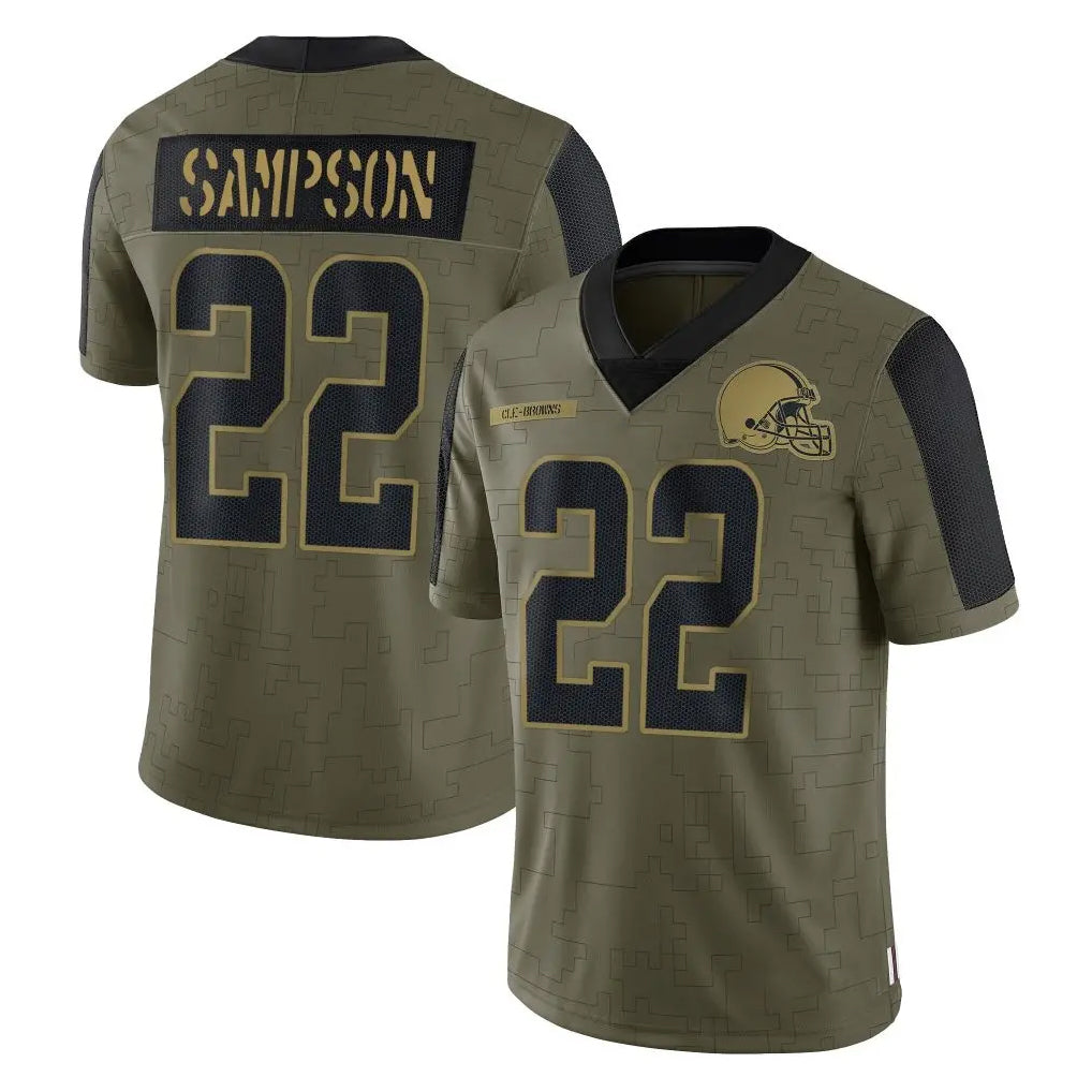 Seanshop  C.Browns #22 Dylan Sampson Player Olive Salute to Service Limited Home Game Stitched Jerseys