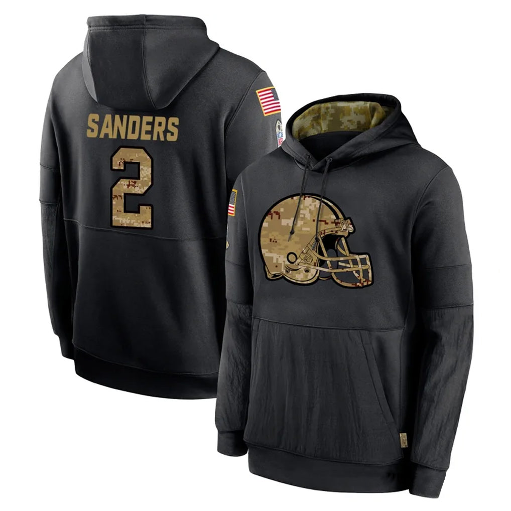 Seanshop C.Browns #2 Shedeur Sanders Player Black Salute to Service Pullover Hoodies Limited Stitched Jerseys