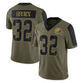 Seanshop  C.Browns #32 Jim Brown Player Olive Salute to Service Limited Home Game Stitched Jerseys