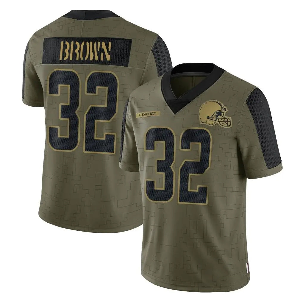 Seanshop  C.Browns #32 Jim Brown Player Olive Salute to Service Limited Home Game Stitched Jerseys