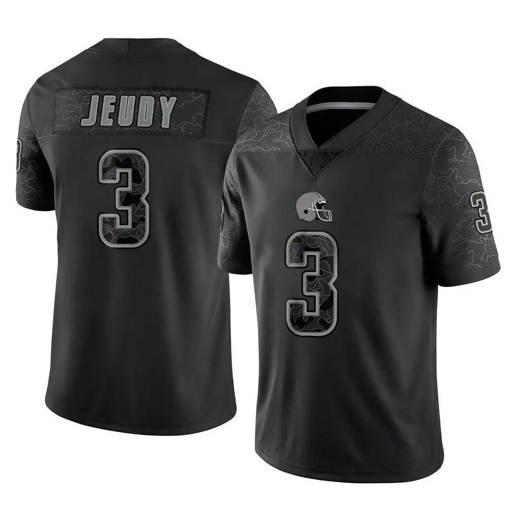Seanshop C.Browns #3 Jerry Jeudy Player Black Reflective Home Game Stitched Jerseys