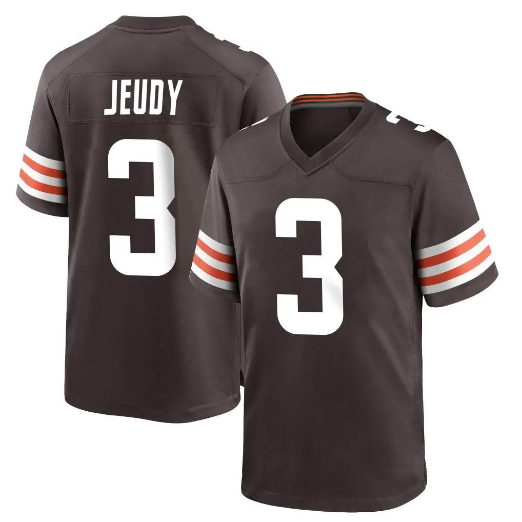 Seanshop C.Browns #3 Jerry Jeudy Player Brown Home Game Stitched Jerseys