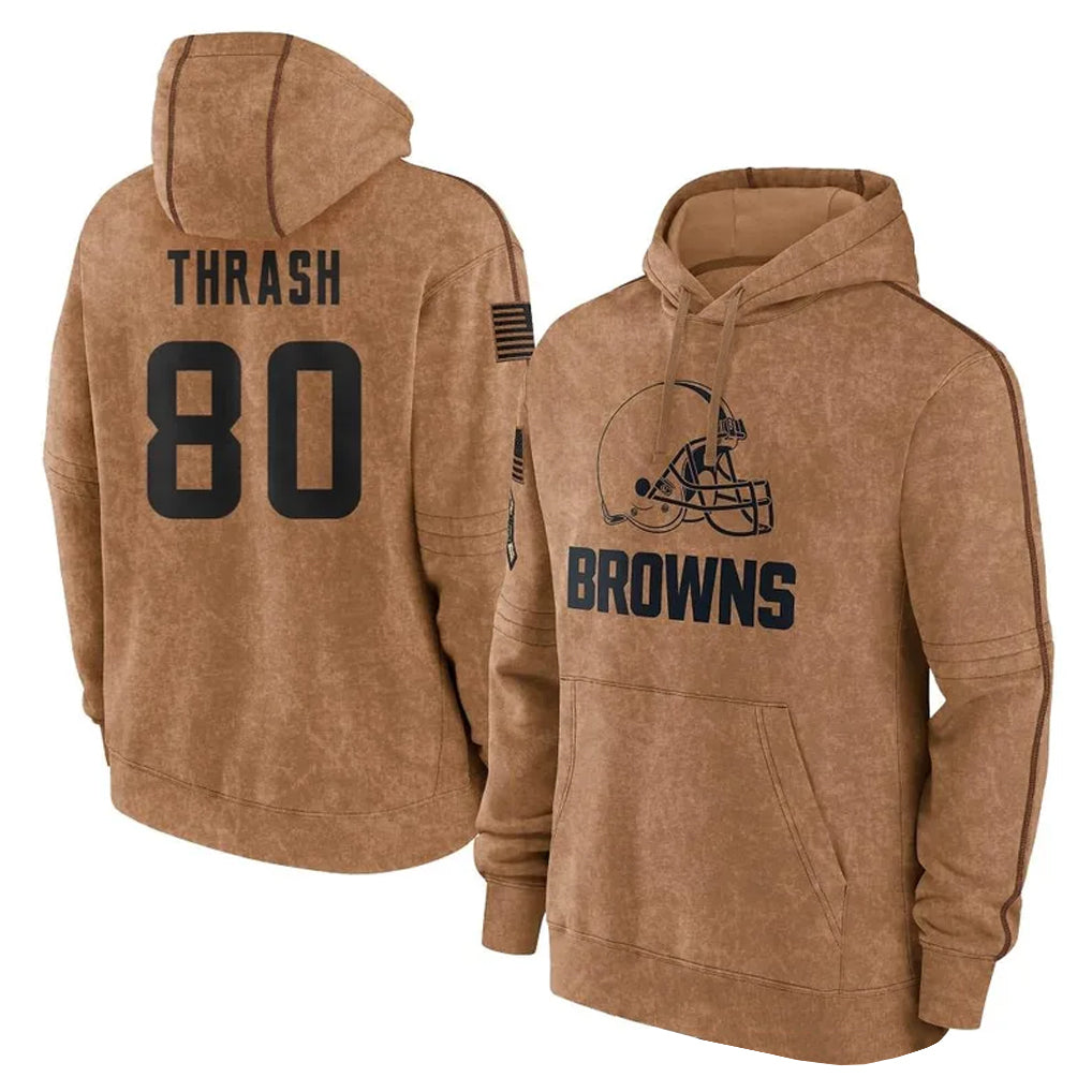 Seanshop  C.Browns #80 Jamari Thrash Player Brown Salute to Service Hoodies Limited Game Stitched Jerseys