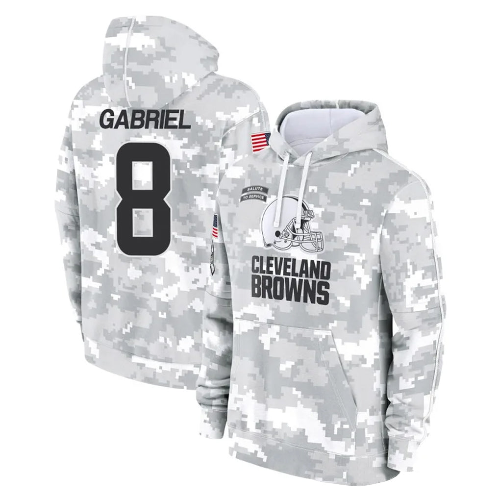 Seanshop C.Browns #8 Dillon Gabriel Player Arctic Camo Salute to Service Hoodies Limited Game Stitched Jerseys