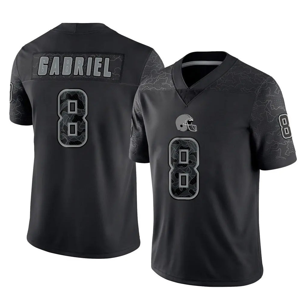 Seanshop C.Browns #8 Dillon Gabriel Player Black Reflective Home Game Stitched Jerseys