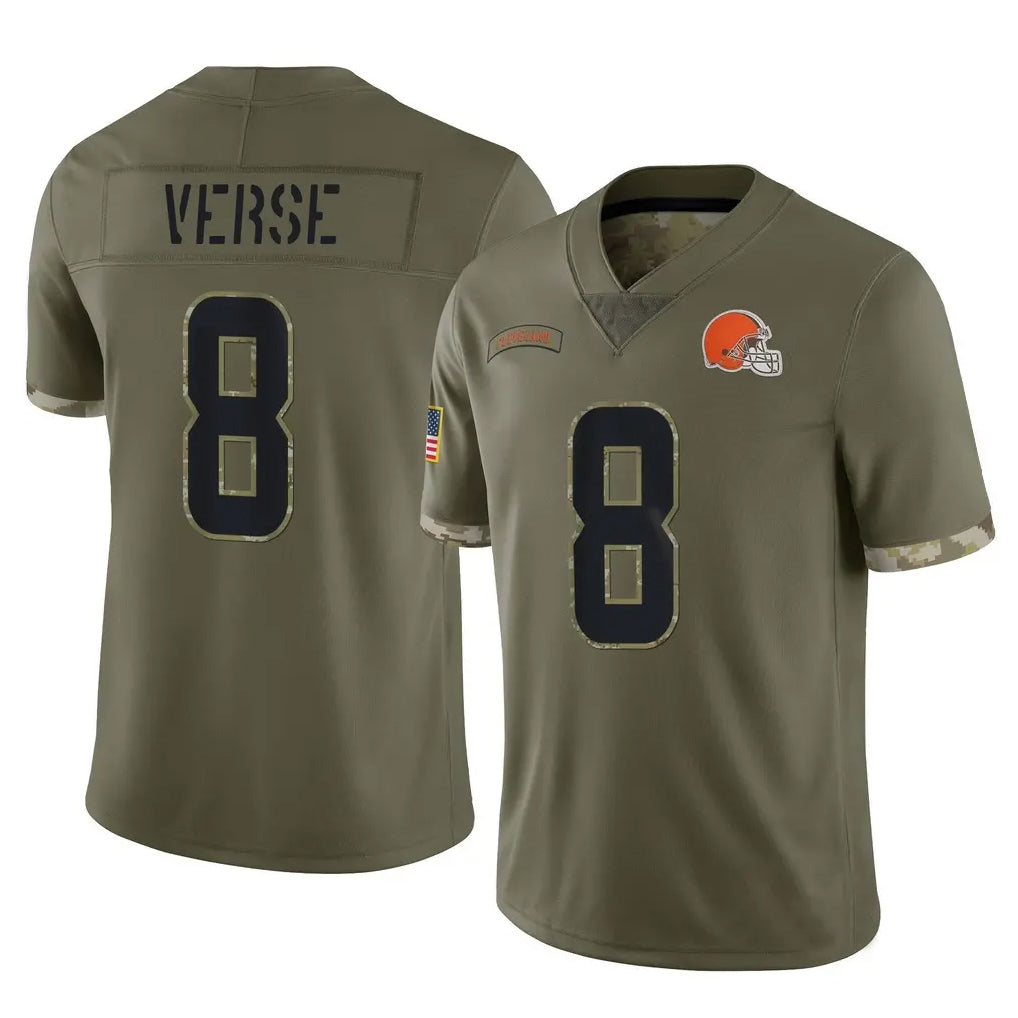 Seanshop C.Browns #8 Jared Verse Player Olive Salute to Service Limited Game Stitched Jerseys