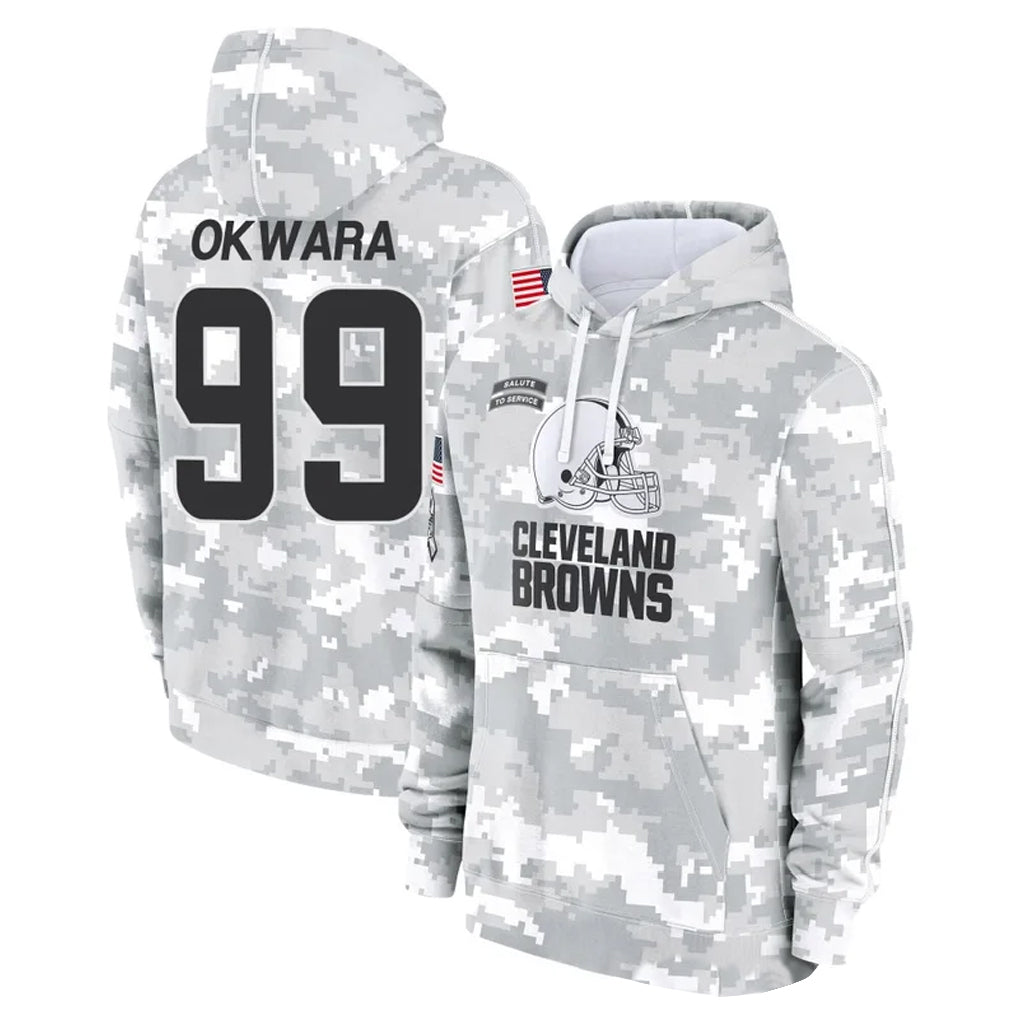 Seanshop  C.Browns #99 Julian Okwara Player Arctic Camo Salute to Service Hoodies Limited Game Stitched Jerseys