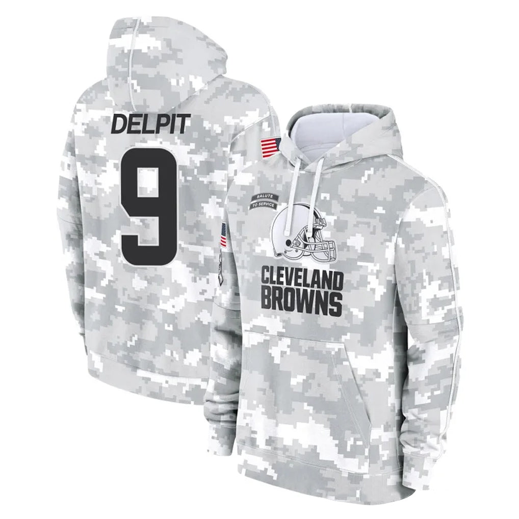 Seanshop C.Browns #9 Grant Delpit Player Arctic Camo Salute to Service Hoodies Limited Game Stitched Jerseys