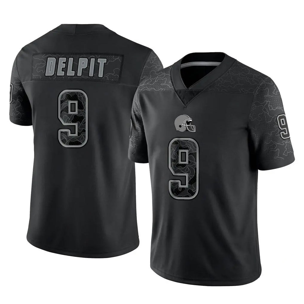Seanshop C.Browns #9 Grant Delpit Player Black Reflective Home Game Stitched Jerseys
