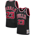 Leonaf C.Bulls #23 Michael Jordan Mitchell & Ness Black 199798 Hardwood Classics Authentic Jerseys