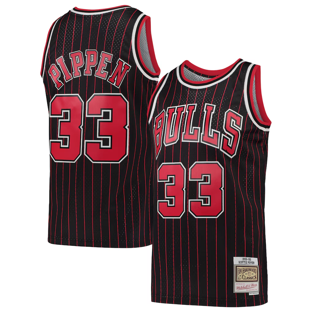 Leonaf C.Bulls #33 Scottie Pippen Mitchell & Ness Black Hardwood Classics Swingman Jerseys
