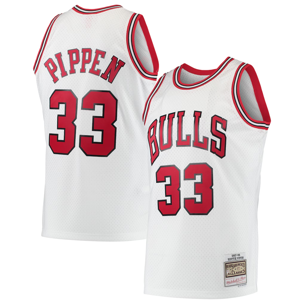 Leonaf C.Bulls #33 Scottie Pippen Mitchell & Ness White Hardwood Classics Swingman Jerseys