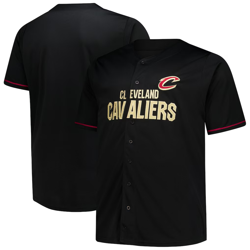 Seanshop C.Cavaliers Black Big & Tall Pop Full-Button Jerseys