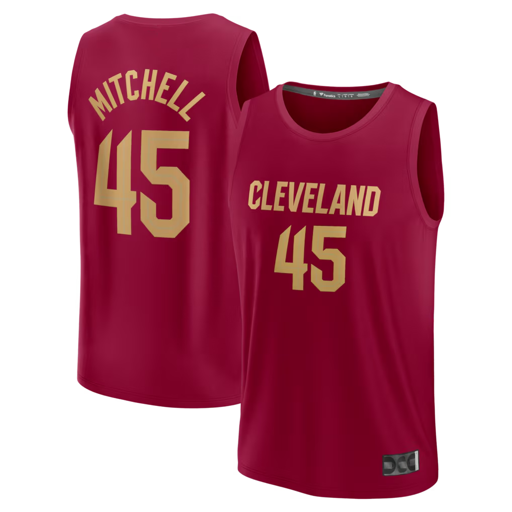 Seanshop C.Cavaliers #45 Donovan Mitchell  Wine Fast Break Replica Jerseys - Icon Edition
