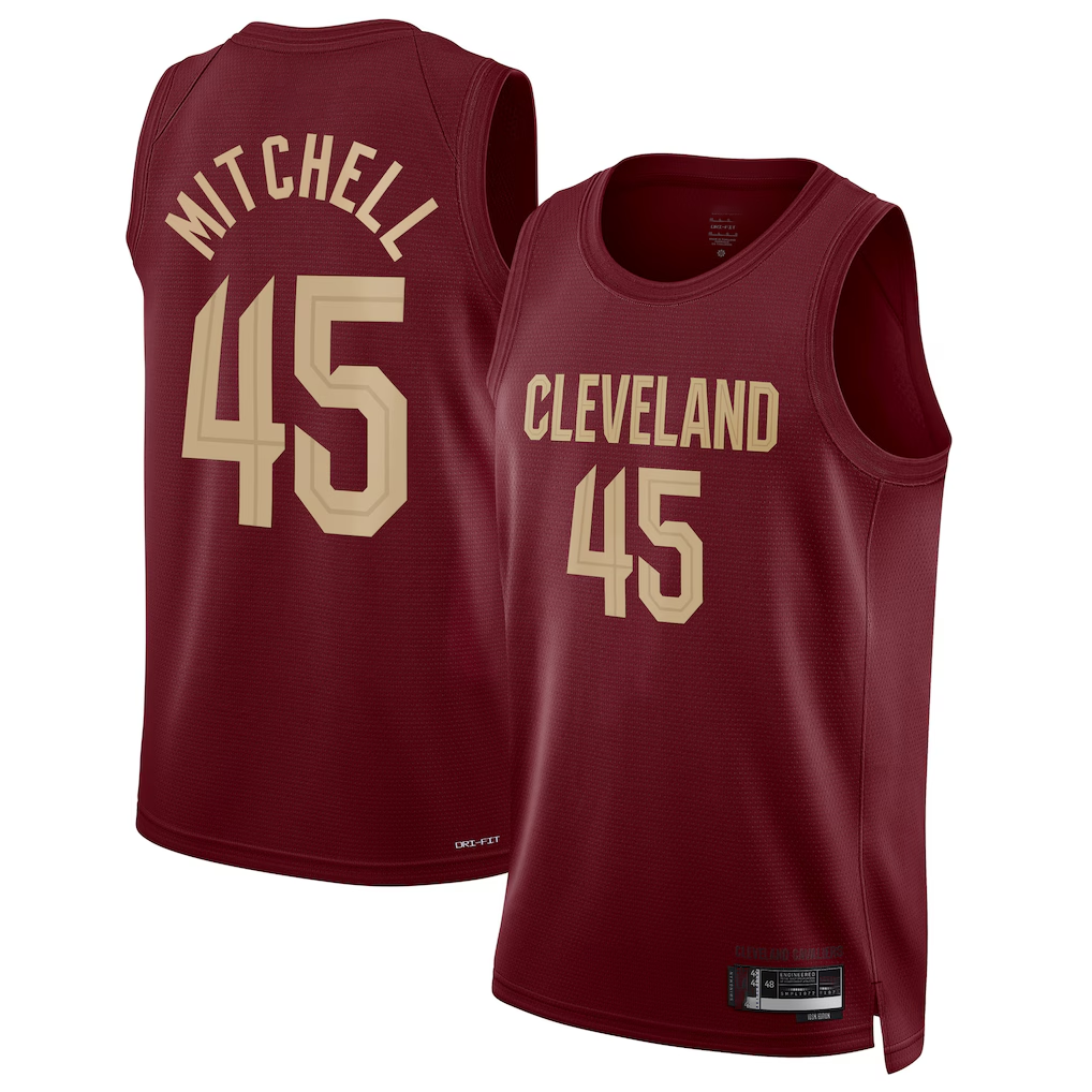 Seanshop C.Cavaliers #45 Donovan Mitchell Wine Swingman Jerseys - Icon Edition