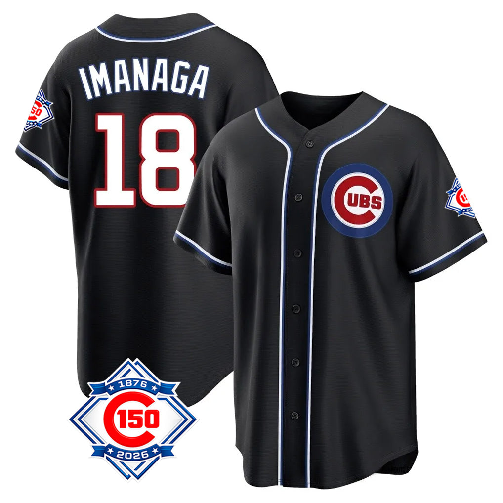 Seanshop C.Cubs #18 Shota Imanaga Player Black Fashion Out 150th Anniversary Game Stitched Jerseys