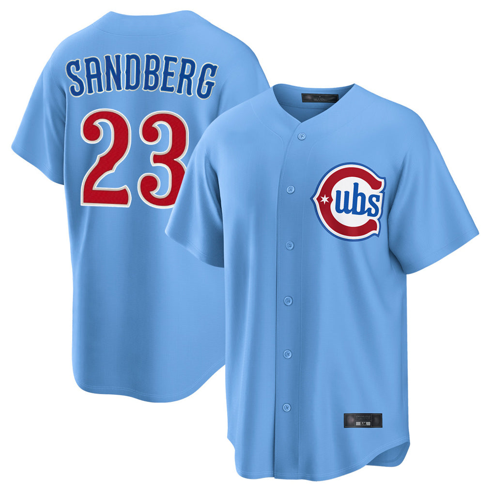 Seanshop C.Cubs #23 Ryne Sandberg Player Light Blue Home Game Stitched Jerseys