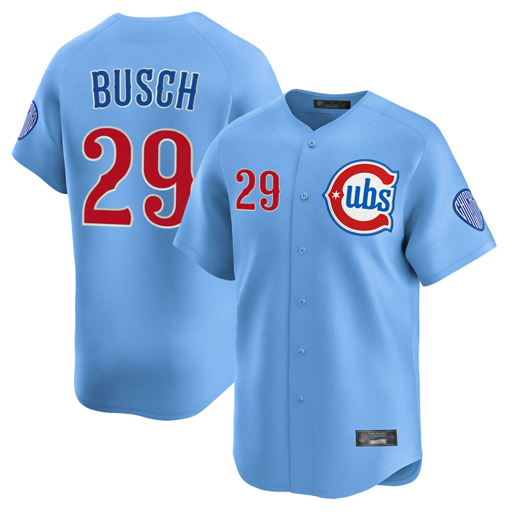 Seanshop C.Cubs #29 Michael Busch Player Light Blue Limited Home Stitched Jerseys