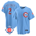 Seanshop C.Cubs #2 Nico Hoerner Player Light Blue 150th Anniversary Home Game Stitched Jerseys