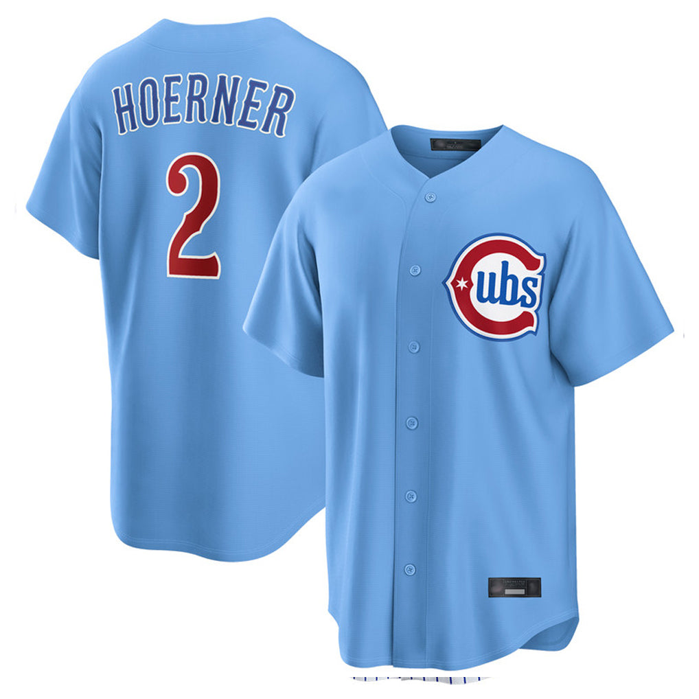 Seanshop C.Cubs #2 Nico Hoerner Player Light Blue Home Game Stitched Jerseys