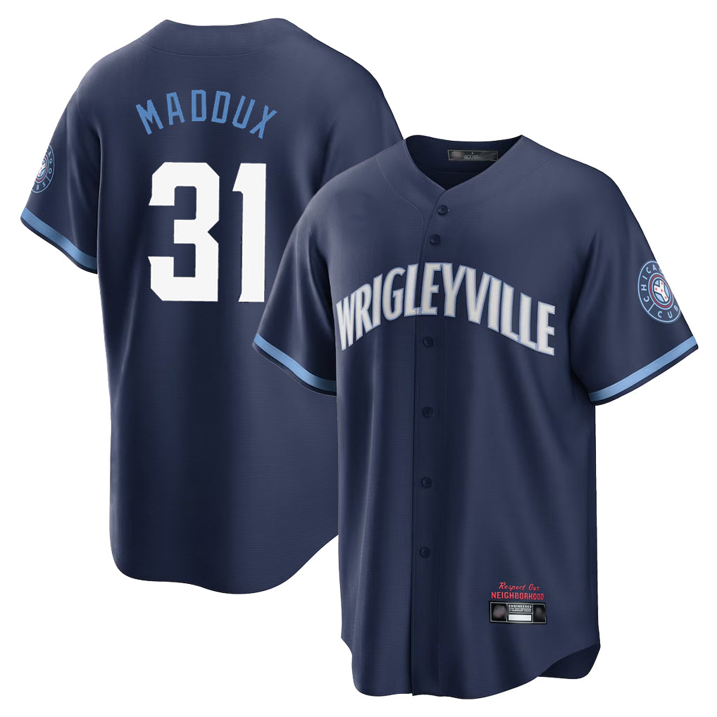 Seanshop C.Cubs #31 Greg Maddux Player Navy City Connect Home Game Stitched Jerseys
