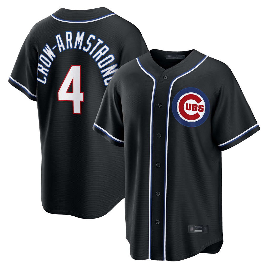 Seanshop C.Cubs #4 Pete Crow-Armstrong Player Black Fashion Out Game Stitched Jerseys