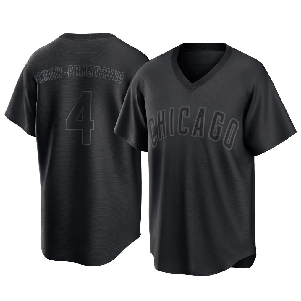 Seanshop C.Cubs #4 Pete Crow-Armstrong Player Black T-shirt Home Game Stitched Jerseys