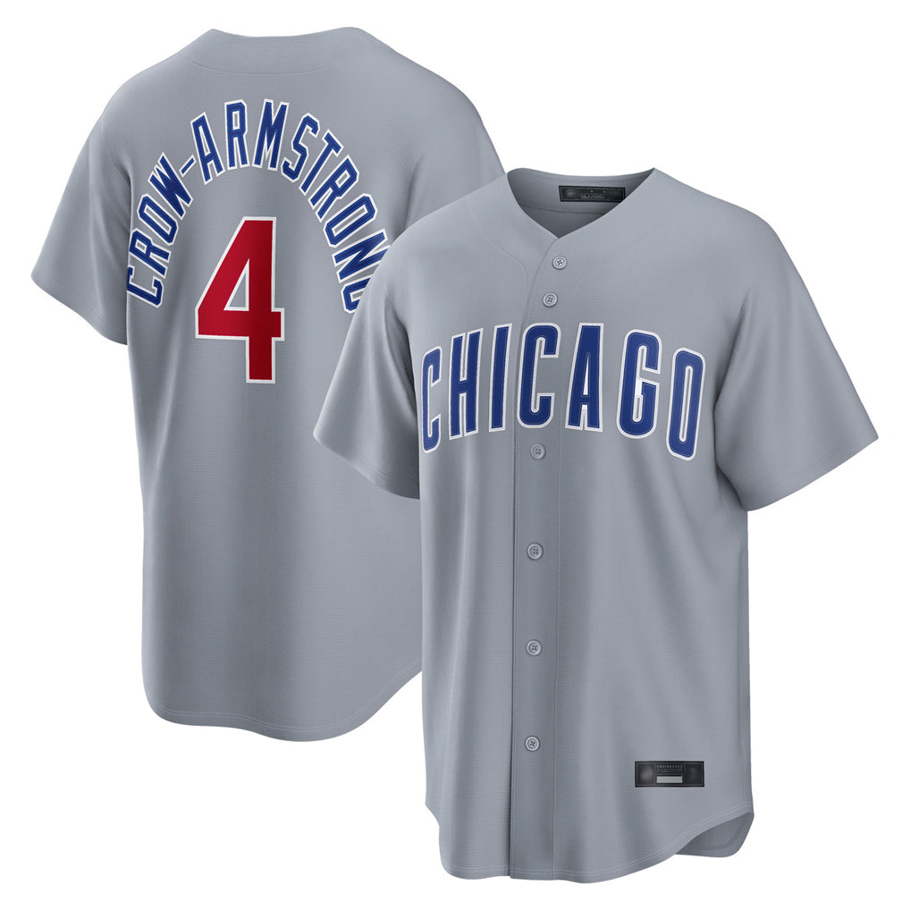 Seanshop C.Cubs #4 Pete Crow-Armstrong Player Gray Home Game Stitched Jerseys