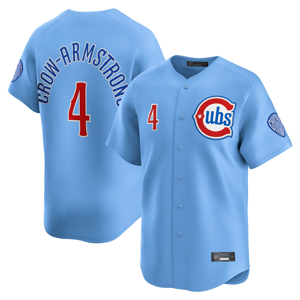 Seanshop C.Cubs #4 Pete Crow-Armstrong Player Light Blue Limited Home Stitched Jerseys
