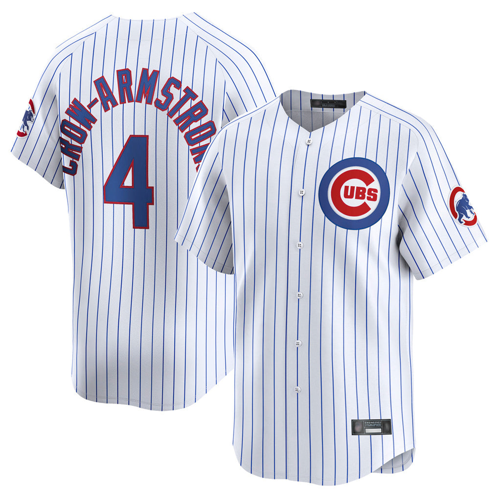 Seanshop C.Cubs #4 Pete Crow-Armstrong Player White Limited Home Game Stitched Jerseys