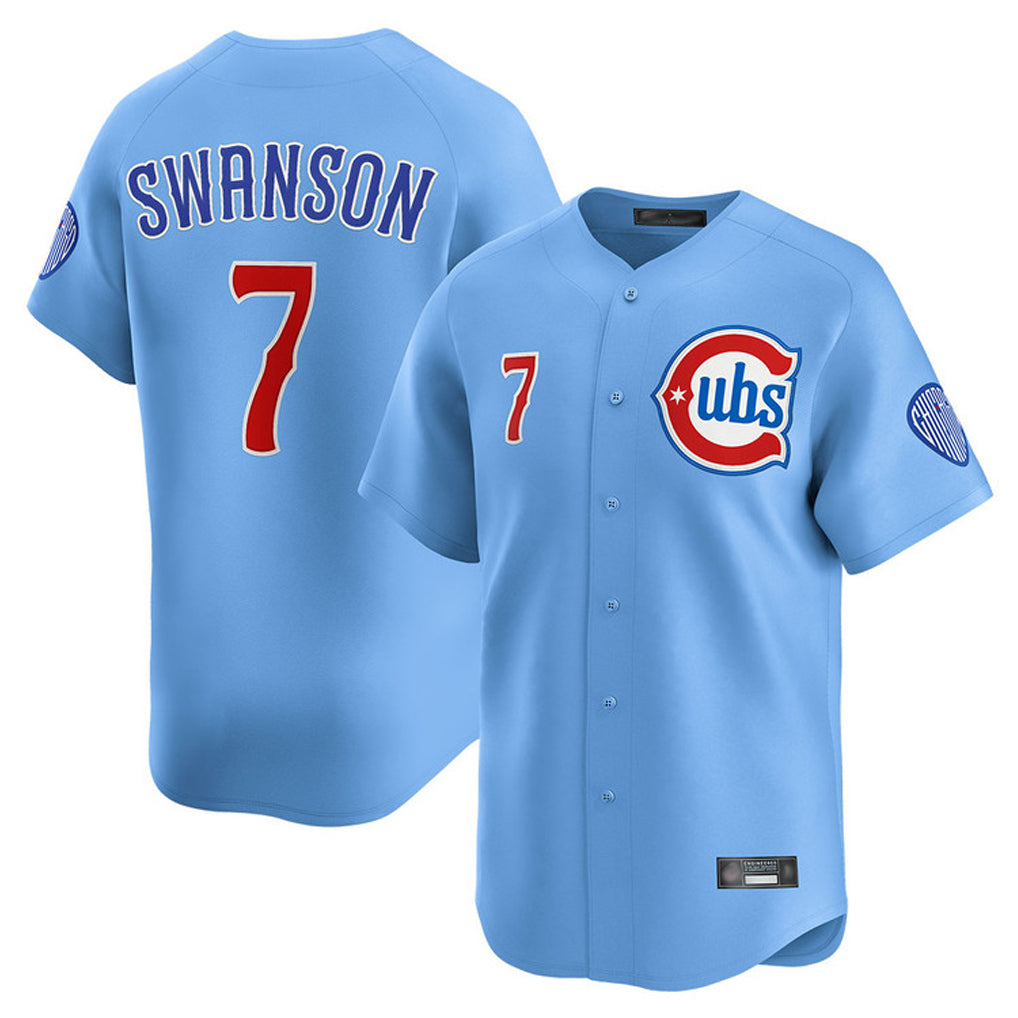 Seanshop C.Cubs #7 Dansby Swanson Player Light Blue Limited Home Stitched Jerseys