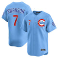 Seanshop C.Cubs #7 Dansby Swanson Player Light Blue Limited Home Stitched Jerseys