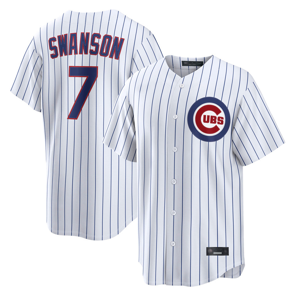 Seanshop C.Cubs #7 Dansby Swanson Player White Game Home Stitched Jerseys