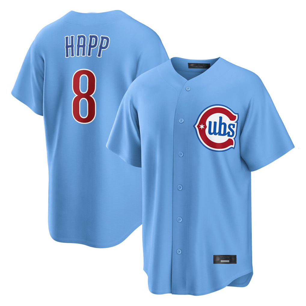 Seanshop C.Cubs #8 Ian Happ Player Light Blue Home Game Stitched Jerseys