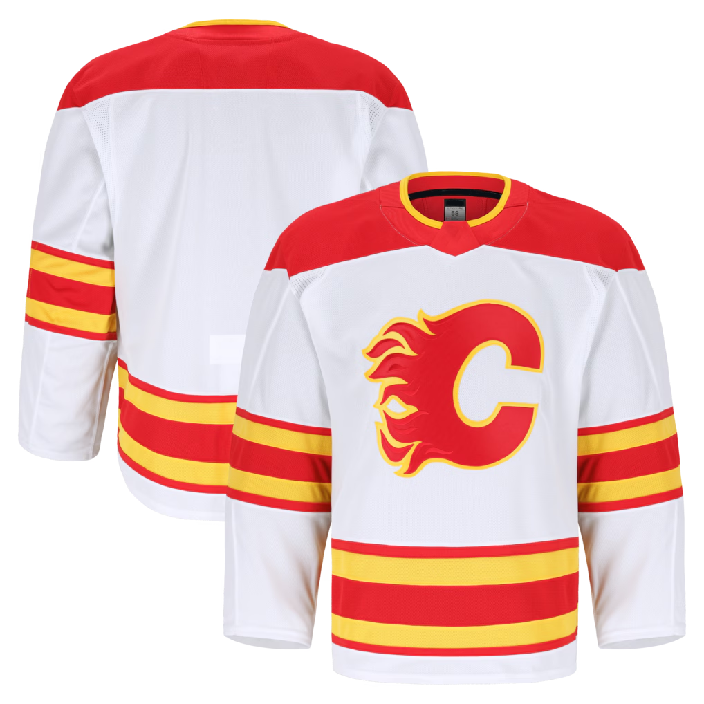 Seanshop C.Flames White Away Authentic Pro Jerseys