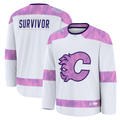 Seanshop C.Flames White Hockey Fights Cancer Survivor Practice Jerseys
