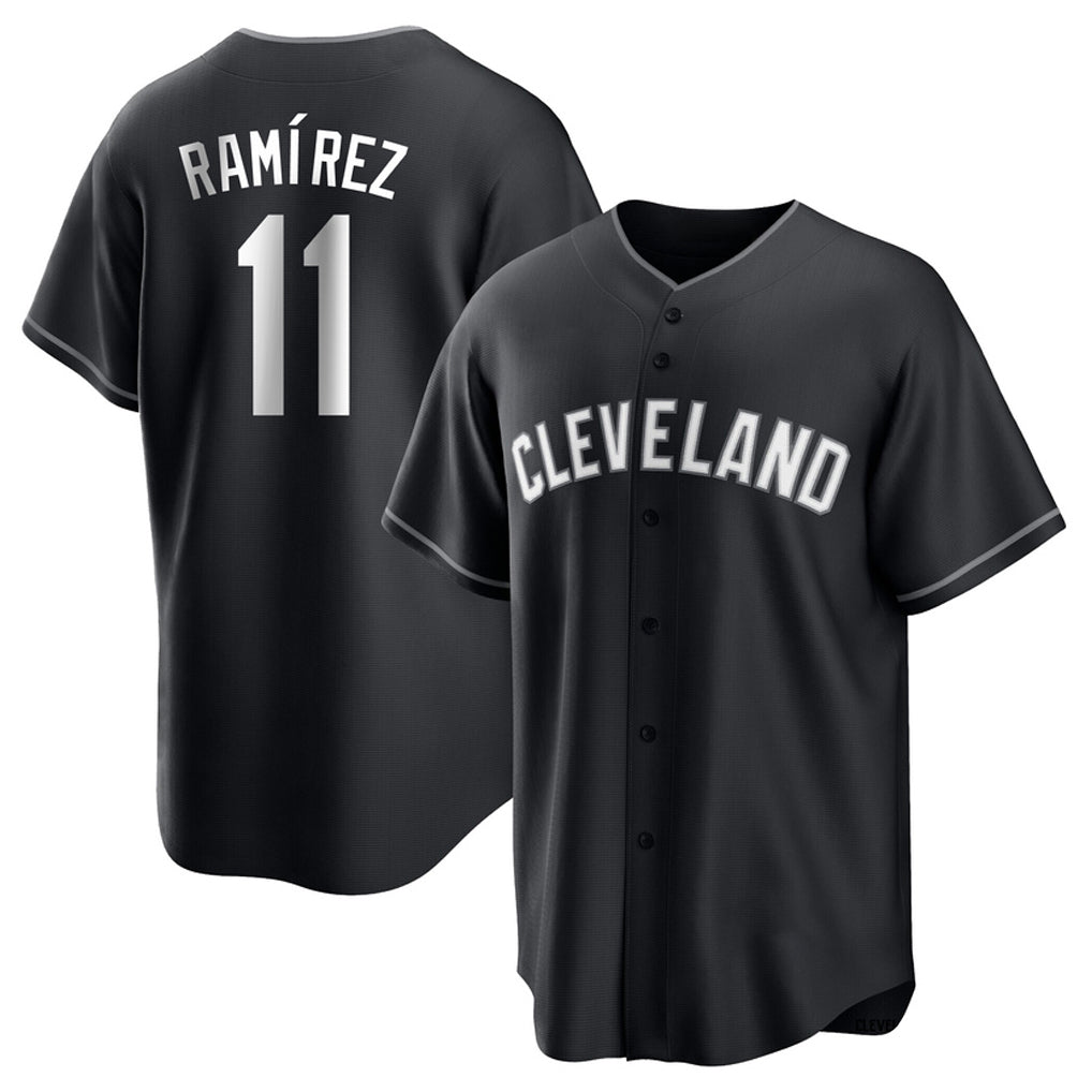 Seanshop C.Guardians #11 Jose Ramirez Player Black Home Game Stitched Jerseys