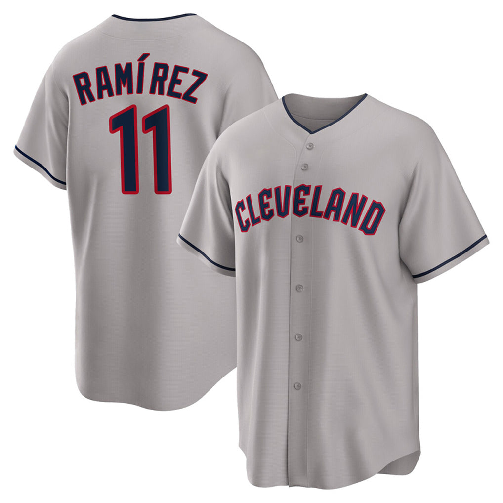 Seanshop C.Guardians #11 Jose Ramirez Player Gray Game Home Stitched Jerseys