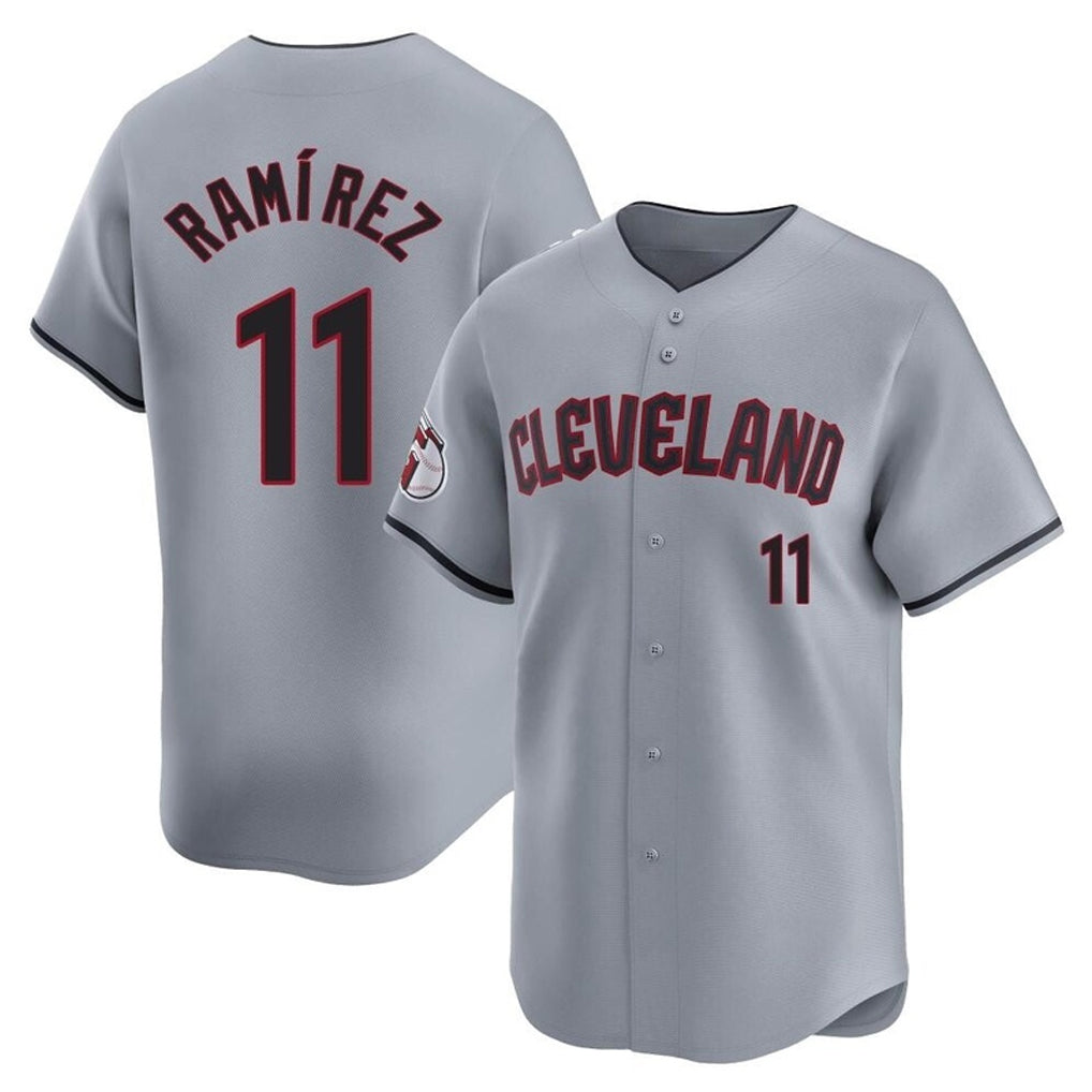 Seanshop C.Guardians #11 Jose Ramirez Player Gray Road Limited Home Stitched Jerseys