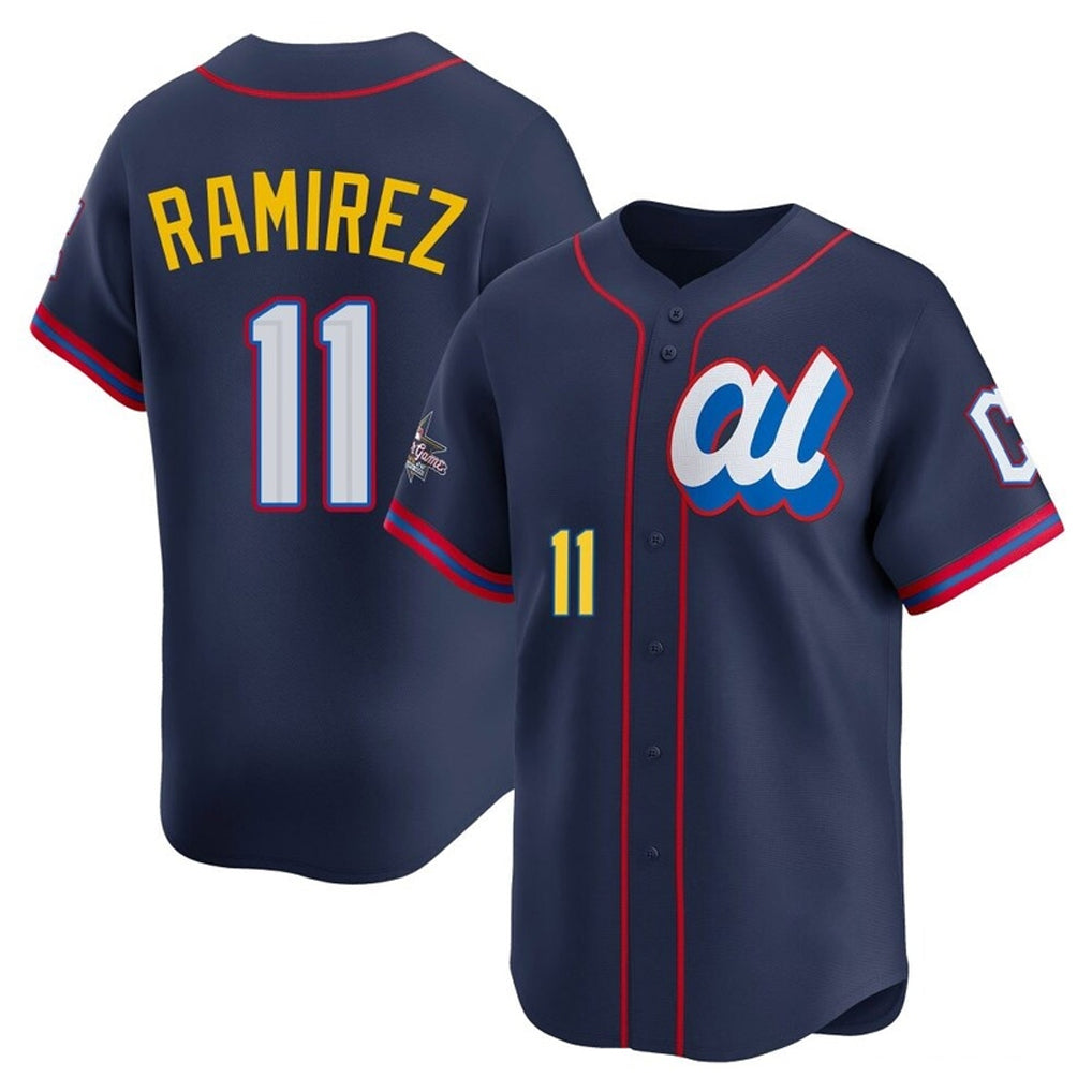 Seanshop C.Guardians #11 Jose Ramirez Player Navy American League All-Star Edition Limited Home Stitched Jerseys